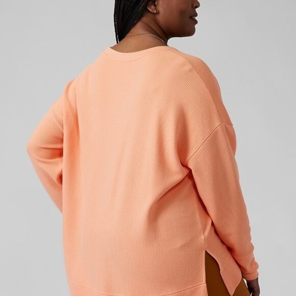 Athleta | Coaster Luxe Waffle Sweatshirt | Bright Peach | Medium - Picture 5 of 13